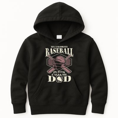Baseball Dad My Favorite Baseball Player Calls Me Dad Kids Hoodie