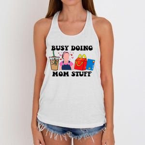 Busy Doing Mom Stuff Mommy Est 2023 Women's Knotted Racerback Tank