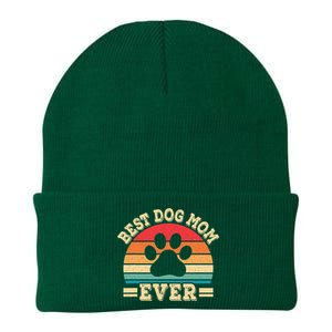 Best Dog Mom Ever Funny Dog Paw Mommy Knit Cap Winter Beanie