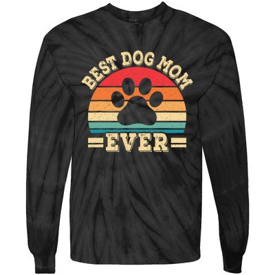 Best Dog Mom Ever Funny Dog Paw Mommy Tie-Dye Long Sleeve Shirt