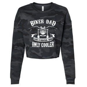 Biker Dad Motorcycle Father's Day Design for Fathers Cropped Pullover Crew