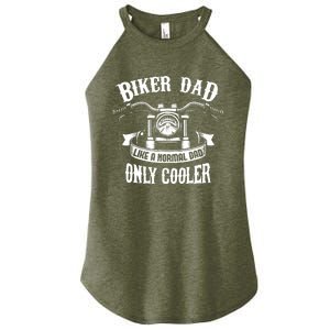 Biker Dad Motorcycle Father's Day Design for Fathers Women's Perfect Tri Rocker Tank