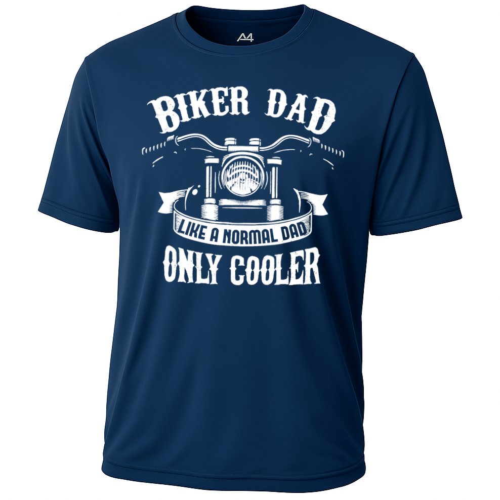 Biker Dad Motorcycle Father's Day Design for Fathers Cooling Performance Crew T-Shirt