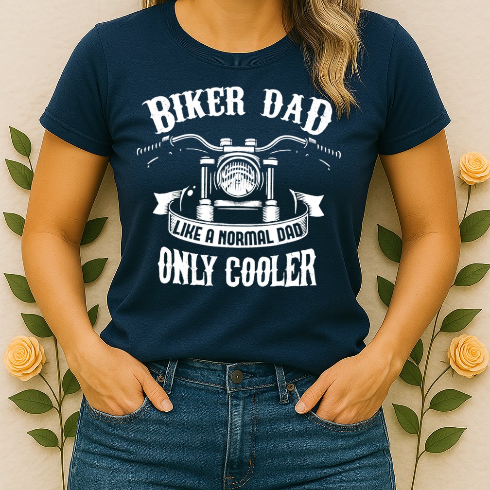 Biker Dad Motorcycle Father's Day Design for Fathers Womens T-Shirt