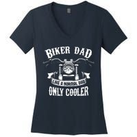 Biker Dad Motorcycle Father's Day Design for Fathers Women's V-Neck T-Shirt