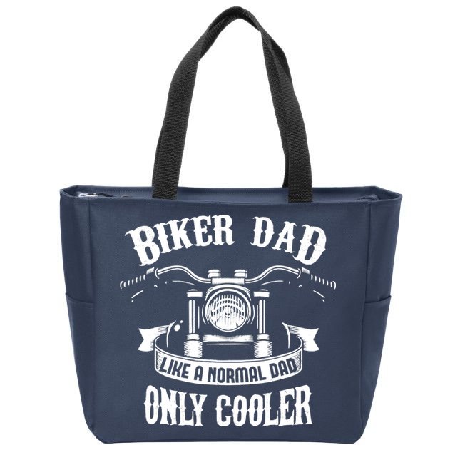 Biker Dad Motorcycle Father's Day Design for Fathers Zip Tote Bag