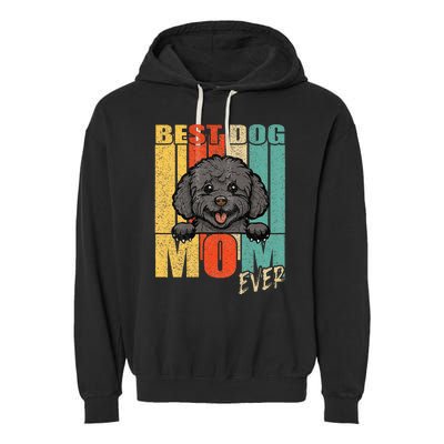 Best Dog Mom Ever Black Toy Poodle Mama Vintage Retro Garment-Dyed Fleece Hoodie