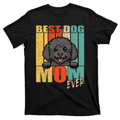 Best Dog Mom Ever Black Toy Poodle Mama Vintage Retro T-Shirt