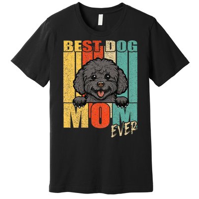 Best Dog Mom Ever Black Toy Poodle Mama Vintage Retro Premium T-Shirt