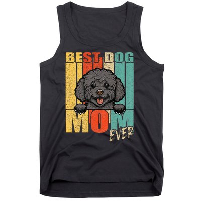 Best Dog Mom Ever Black Toy Poodle Mama Vintage Retro Tank Top