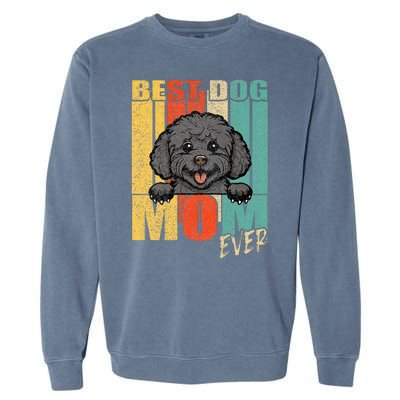 Best Dog Mom Ever Black Toy Poodle Mama Vintage Retro Garment-Dyed Sweatshirt