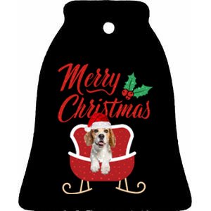 Beagle Dog Merry Christmas Design For The Holiday Season! Ceramic Bell Ornament