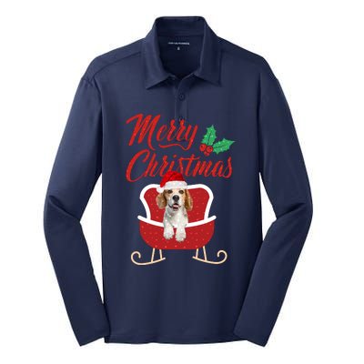 Beagle Dog Merry Christmas Design For The Holiday Season! Silk Touch Performance Long Sleeve Polo