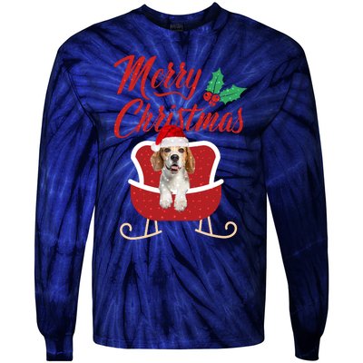 Beagle Dog Merry Christmas Design For The Holiday Season! Tie-Dye Long Sleeve Shirt