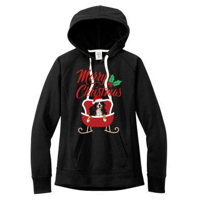 Bernese Dog Merry Christmas Design For The Holiday Season! Women's Fleece Hoodie