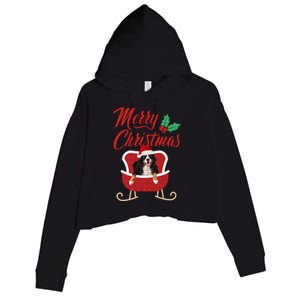 Bernese Dog Merry Christmas Design For The Holiday Season! Crop Fleece Hoodie