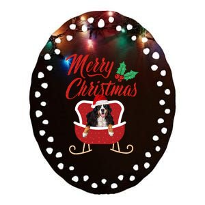 Bernese Dog Merry Christmas Design For The Holiday Season! Ceramic Oval Ornament