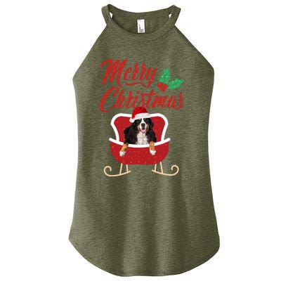 Bernese Dog Merry Christmas Design For The Holiday Season! Women's Perfect Tri Rocker Tank