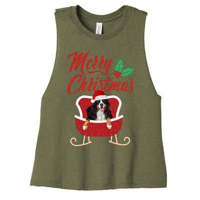 Bernese Dog Merry Christmas Design For The Holiday Season! Women's Racerback Cropped Tank