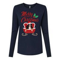 Bernese Dog Merry Christmas Design For The Holiday Season! Womens Cotton Relaxed Long Sleeve T-Shirt