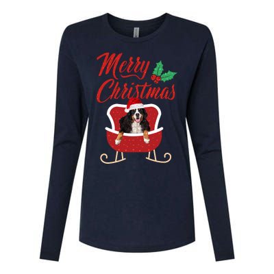 Bernese Dog Merry Christmas Design For The Holiday Season! Womens Cotton Relaxed Long Sleeve T-Shirt