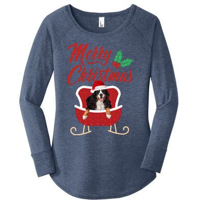 Bernese Dog Merry Christmas Design For The Holiday Season! Women's Perfect Tri Tunic Long Sleeve Shirt