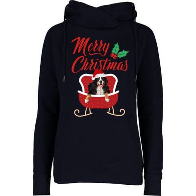 Bernese Dog Merry Christmas Design For The Holiday Season! Womens Funnel Neck Pullover Hood