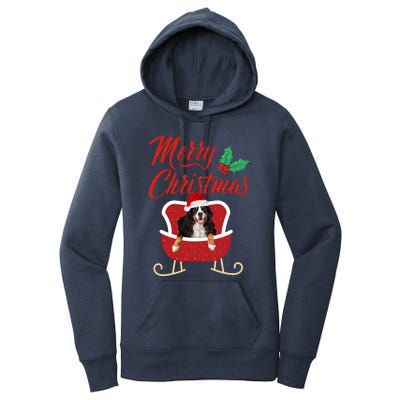 Bernese Dog Merry Christmas Design For The Holiday Season! Women's Pullover Hoodie