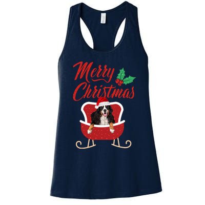 Bernese Dog Merry Christmas Design For The Holiday Season! Women's Racerback Tank