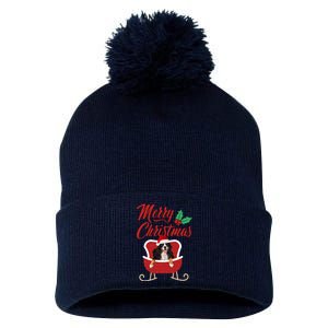 Bernese Dog Merry Christmas Design For The Holiday Season! Pom Pom 12in Knit Beanie