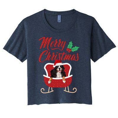 Bernese Dog Merry Christmas Design For The Holiday Season! Women's Crop Top Tee