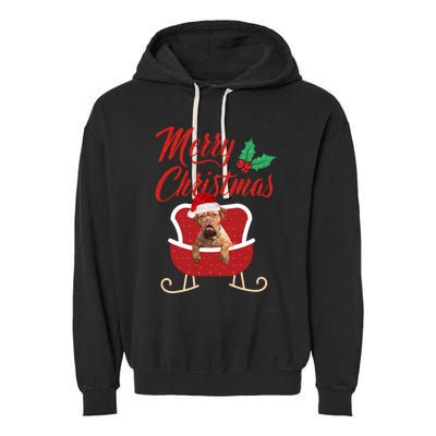 Bordeaux Dog Merry Christmas Design For The Holiday Season! Garment-Dyed Fleece Hoodie