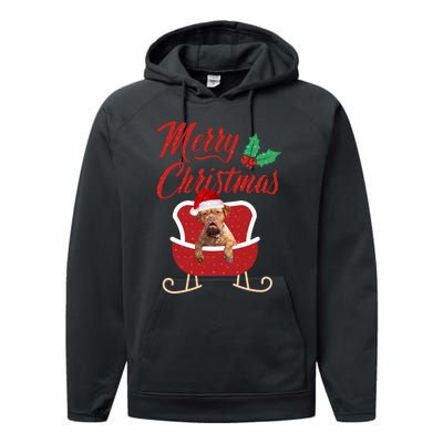 Bordeaux Dog Merry Christmas Design For The Holiday Season! Performance Fleece Hoodie