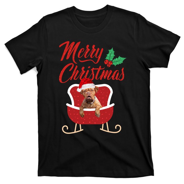 Bordeaux Dog Merry Christmas Design For The Holiday Season! T-Shirt