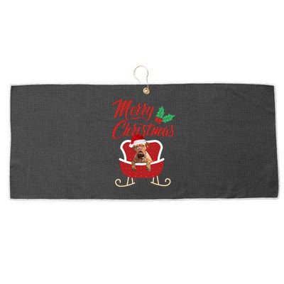 Bordeaux Dog Merry Christmas Design For The Holiday Season! Large Microfiber Waffle Golf Towel