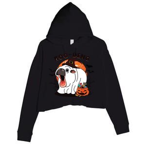 Boo Deng Moo Deng Baby Hippo Funny Halloween Animals Crop Fleece Hoodie