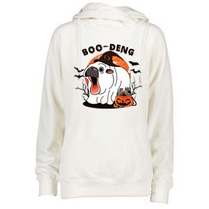 Boo Deng Moo Deng Baby Hippo Funny Halloween Animals Womens Funnel Neck Pullover Hood