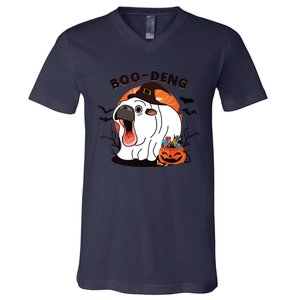 Boo Deng Moo Deng Baby Hippo Funny Halloween Animals V-Neck T-Shirt