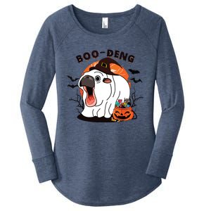 Boo Deng Moo Deng Baby Hippo Funny Halloween Animals Women's Perfect Tri Tunic Long Sleeve Shirt