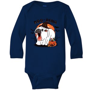 Boo Deng Moo Deng Baby Hippo Funny Halloween Animals Baby Long Sleeve Bodysuit