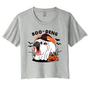 Boo Deng Moo Deng Baby Hippo Funny Halloween Animals Women's Crop Top Tee