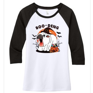 Boo Deng Moo Deng Baby Hippo Funny Halloween Animals Women's Tri-Blend 3/4-Sleeve Raglan Shirt