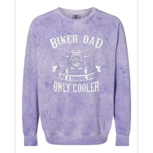 Biker Dad Motorcycle Fathers Day Design For Fathers Colorblast Crewneck Sweatshirt