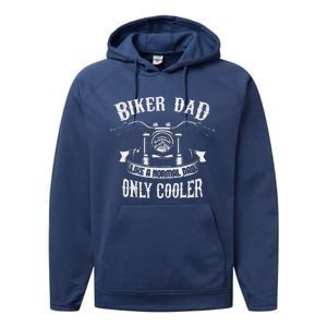 Biker Dad Motorcycle Fathers Day Design For Fathers Performance Fleece Hoodie