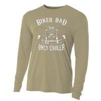 Biker Dad Motorcycle Fathers Day Design For Fathers Cooling Performance Long Sleeve Crew