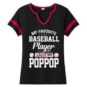 Baseball Dad My Favorite Baseball Player Calls Me PopPop Ladies Halftime Notch Neck Tee