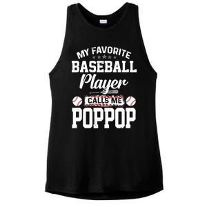 Baseball Dad My Favorite Baseball Player Calls Me PopPop Ladies PosiCharge Tri-Blend Wicking Tank