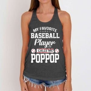 Baseball Dad My Favorite Baseball Player Calls Me PopPop Women's Knotted Racerback Tank