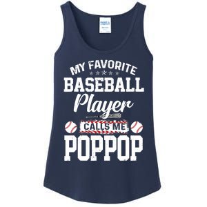 Baseball Dad My Favorite Baseball Player Calls Me PopPop Ladies Essential Tank