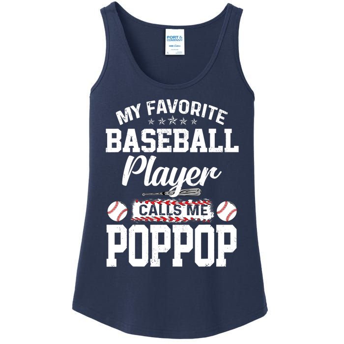 Baseball Dad My Favorite Baseball Player Calls Me PopPop Ladies Essential Tank